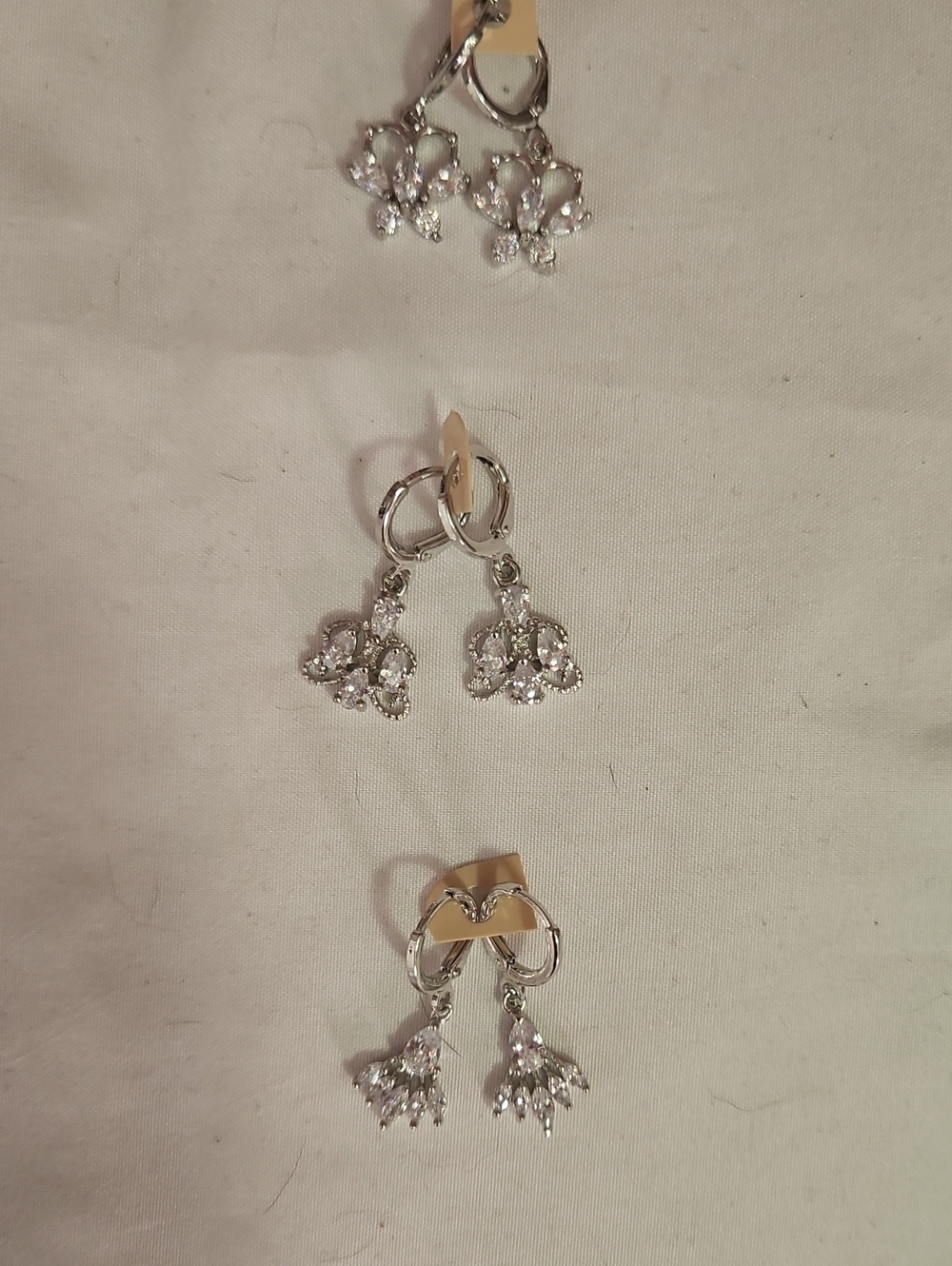 White Gold Crystal Drop Earrings - White Sparkle